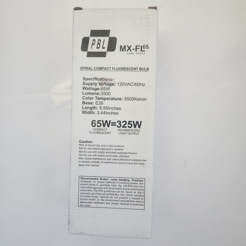 4 Count PBL-MX-FL65 Watt Spiral Compact Fluorescent Bulb- 3500Lumen